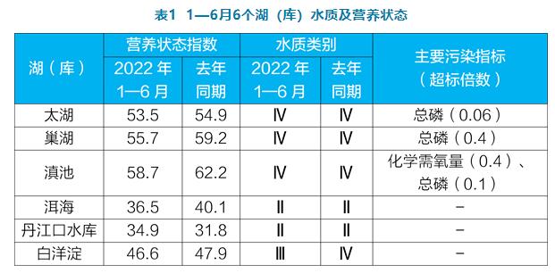 全國(guó)1—6月地表水環(huán)境質(zhì)量狀況